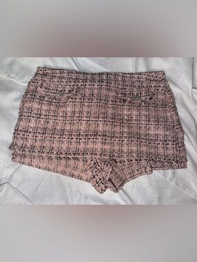 wild fable Pink Tweed High-Waist Shorts/Skirt overlay